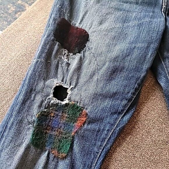 Polo Ralph Lauren Adult Womens 31 Jeans Astor Slim Boyfriend Distressed Patched - Picture 9 of 16